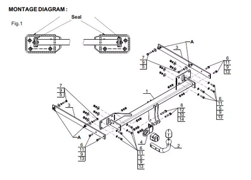 Swan neck tow - bar, mercedes