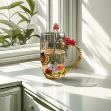 Enamel Water Glass Flower Tea