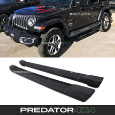 BLACK RUNNING BOARD SIDE STEPS FOOT RAILS SILLS FOR JEEP WRANGLER 4 DOOR JL 18+