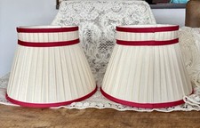 Laura Ashley Cream/cranberry Silk Pleated Lampshade Lined 11” VGC