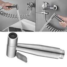 Toilet Bidet Douche Spray Hygienic Stainless Steel Shower Head Chrome Hose Kit 