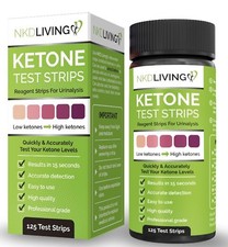 120 Premium Ketone Test Strips by NKD Living (2 packs x 60) *Accurate Detection*
