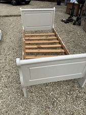 Pine Single Sleigh Bed With Mattress
