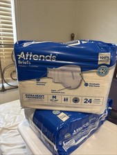 Attends Briefs Adult Diapers Med 32”-44” Extra Heavy Absorbency 24 Ct Latex Free