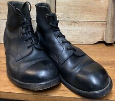 Vintage British Army Issue Black Leather Ankle Oxford Toe Boots 1954 Dated 9M UK