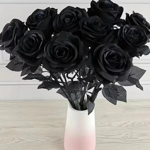 Black artificial rose flowers - artificial,