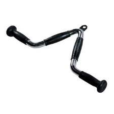 York Barbell V Chrome Bar with Rubber Ergo Grips – Solid Steel Tricep Press Down