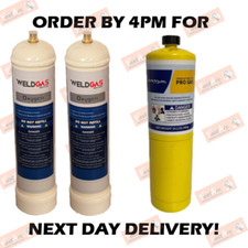 2 X WELDGAS FITS OXY TURBO KITS OXYGEN GAS CYLINDER BOTTLE + 1 X MAPP MAP GAS
