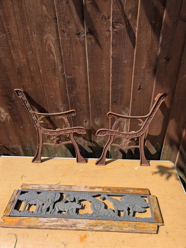 Vintage childs cast iron bench - childs,