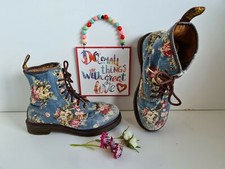 Dr Martens Pascal 1460 8 holes Victorian Jeans Floral Flower boots UK4 EU37