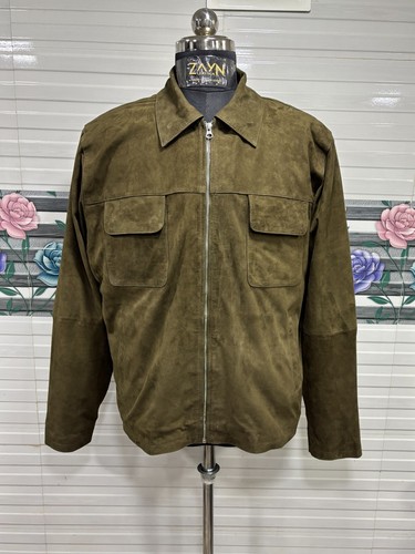 Men olive green suede - men's, zipper