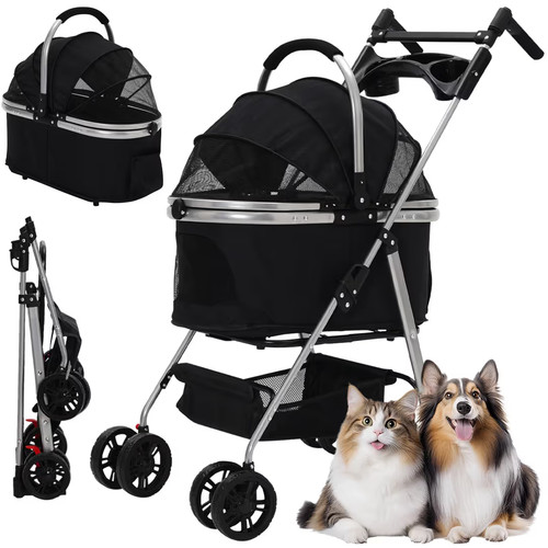 Pet stroller foldable - 3-in-1,