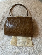 Vintage Genuine  Crocodile Skin Handbag 1968 With Original Receipt/certificate