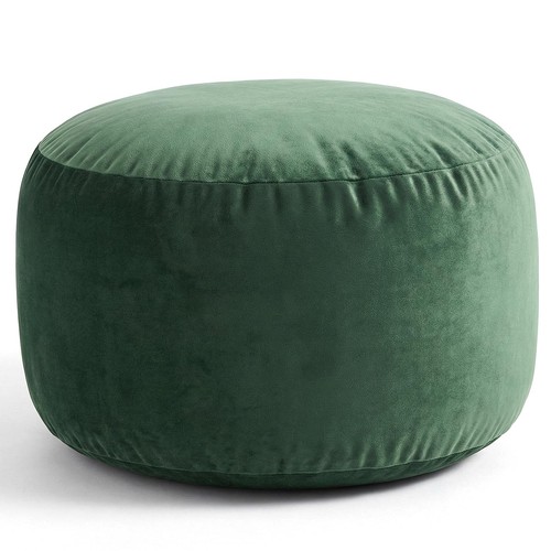 Round velvet pouf ottoman - round,