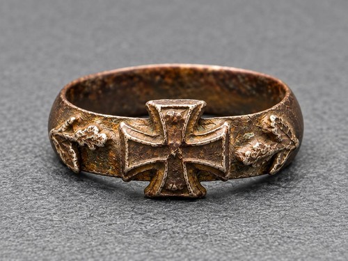 Antique iron cross ring - iron,