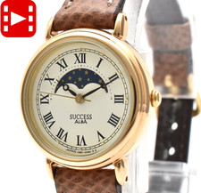 New Batt! [Unused] Vintage SEIKO ALBA SUCCESS V891-0050 Moon Phase Women's JAPAN