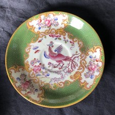 Antique Mintons Green Cockatrice Bone China Saucer Approx 4.5”