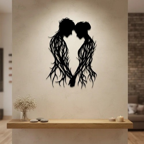 Metal couple wall art black - metal,