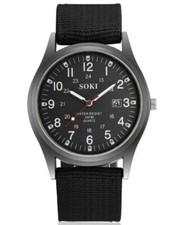 ✅ Swiss Army Military Watch Men’s Canvas Strap Quartz Sport Wrist Gift Black UK