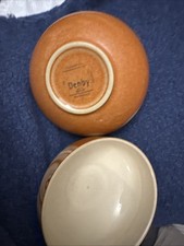 2  Orange Denby Chilli Fire Swirls Bowls In Very Good Condition
