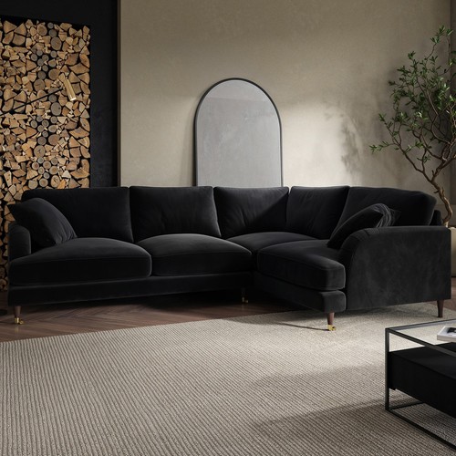 Black velvet seater right - black,