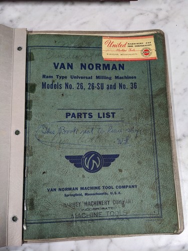 Van norman service parts list - service,