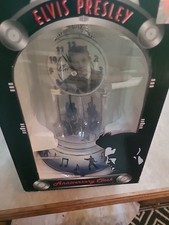 Elvis Presley 9" Anniversary Clock Glass Dome Rotating Guitars MIB
