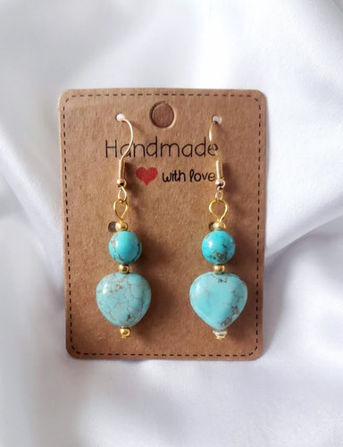 Turquoise heart earrings - heart,