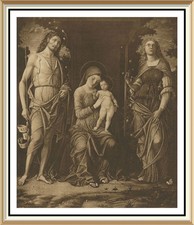 Original 120+yr Old Antique Mantegna Print VIRGIN & CHILD Madonna Mary Magdalene