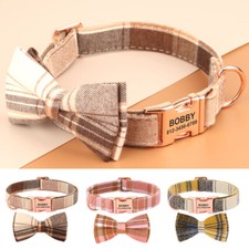Bow Tie Dog Collar Personalised Custom Name Buckle Necktie for Small Dogs S/M/L