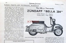 Zundapp 'BELLA 204' 198cc 2-Stroke Scooter - 1959 Magazine Report (2-Sided)