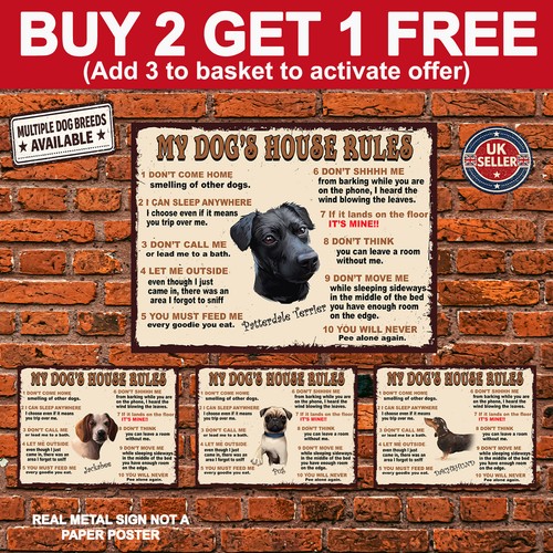 Dog house rules metal - my,