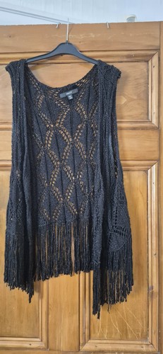Next black crocheted fringed - black,