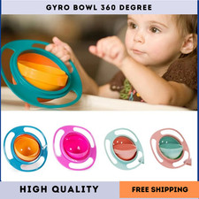 Premium Gyro 360 Baby Feeding Bowl Spill Proof with Lid UK Seller