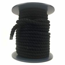 12mm Natural Black Cotton Rope, On A Reel, 3 Strand Cord - Select Your Length