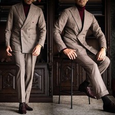 Vintage Plaid Check Men Suits