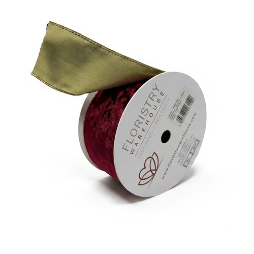 Wired velvet ribbon with gold - velvet,