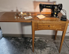 Singer 201K Electric Sewing Machine 1954 Heavy Duty, Sews Beautifully with Table