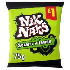 10 Packs Nik Naks Scampi 'N' Lemon NikNaks Crisps 75g 48 HOUR DELIVERY