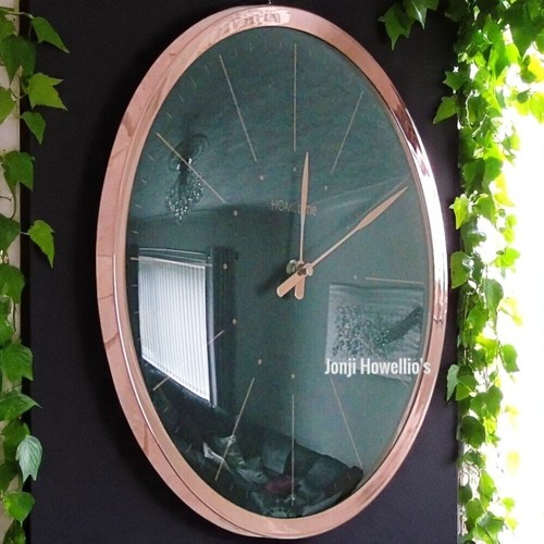 Copper wall clock round silent - copper,