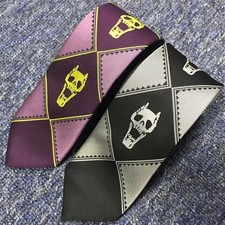 JoJo's Bizarre Adventure KILLER QUEEN Kira Yoshikage Cosplay Silk Skull Tie 7cm