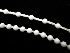 Roller blind beaded chain cord white plastic bead part - Sold per metre