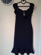 Quiz Women's Navy Blue Midi Dress Size 14 New With Tags.