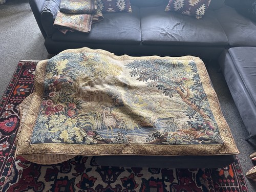 Vintage large french tapestry - french,