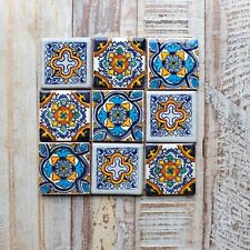9 x  Ceramic Mexican Tiles Acapulco Mix -  SMALL SIZE 5 x 5 cms