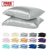 2 Pack Satin Silk Pillowcase For Hair & Skin Pillow Cases Cover Pair UK