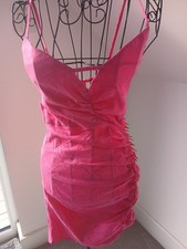 Zara Euro S PINK Rouched Tie Back Dress New Tag On. Size S