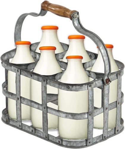 Galvanised milk bottle holder - galvanised,