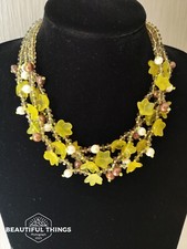 Green Gemstone Pearl And Sterling Silver Wedding Summer Vintage Necklace