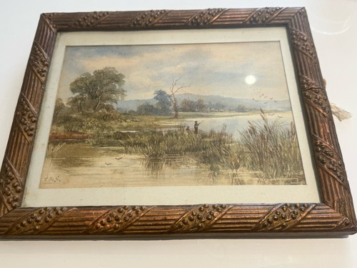 Old vintage watercolor river - old,